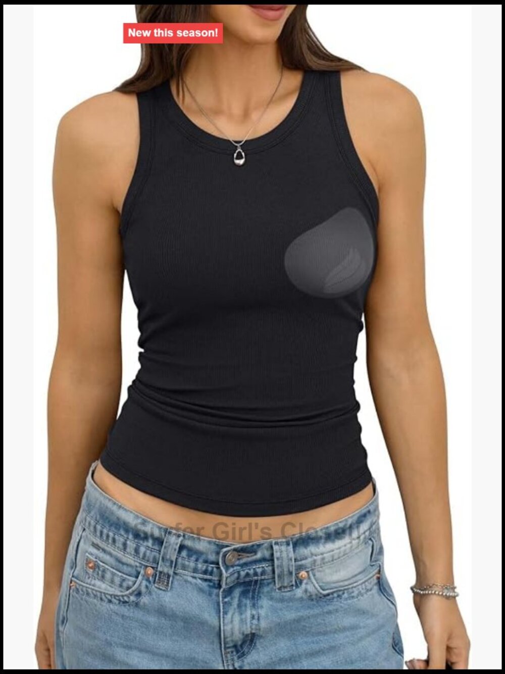 Women's Built in Bra Tank Top Cotton Ribbed Padded Crew Neck Sleeveless